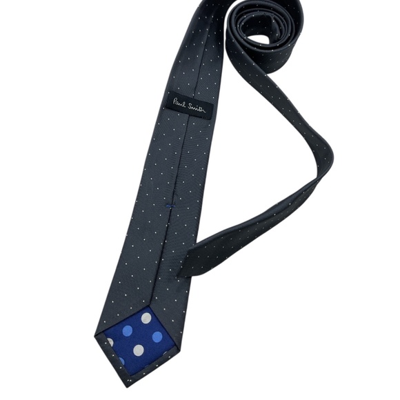 PAUL SMITH Gray Polka Dot Silk LUXURY Slim Tie ITALY - Picture 2 of 4